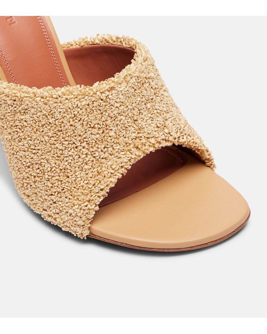 AMINA MUADDI Brown Taylor 90 Raffia-Effect Mules
