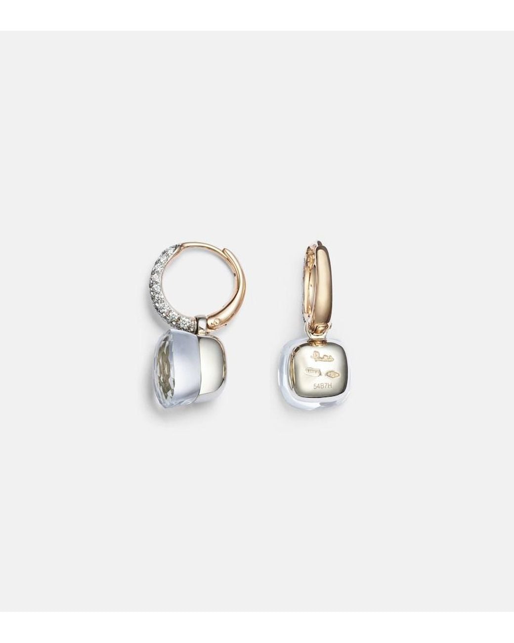Pomellato White Nudo Classic 18Kt Rose And Earrings With Topaz And Diamonds