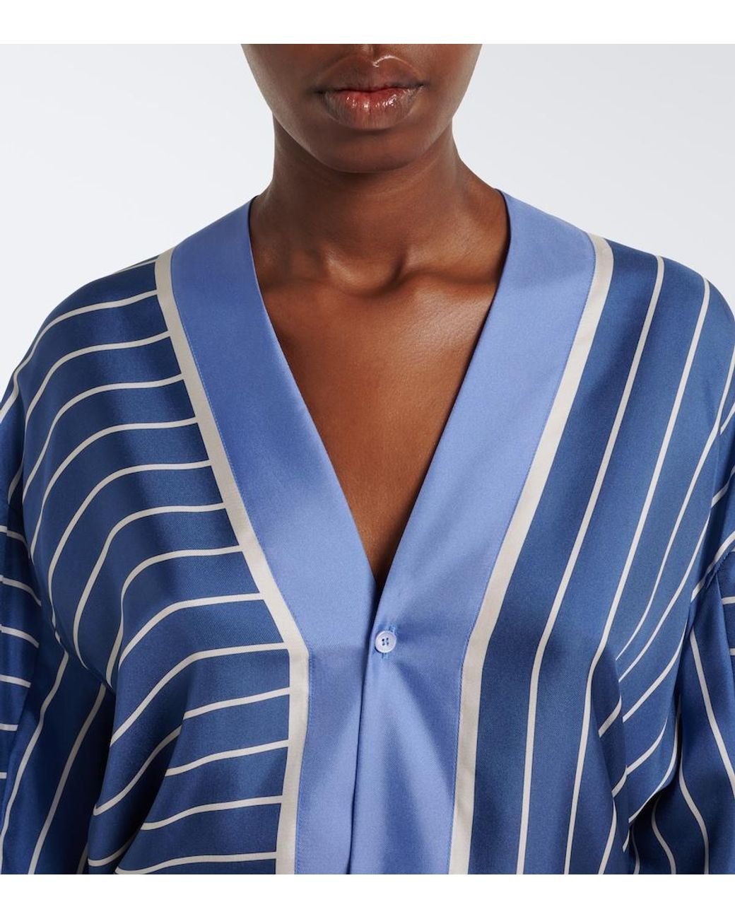 Tod's Blue Striped Silk Shirt