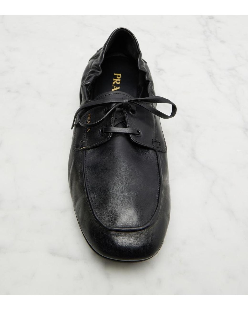 Prada Black Shuffle Leather Boat Shoes