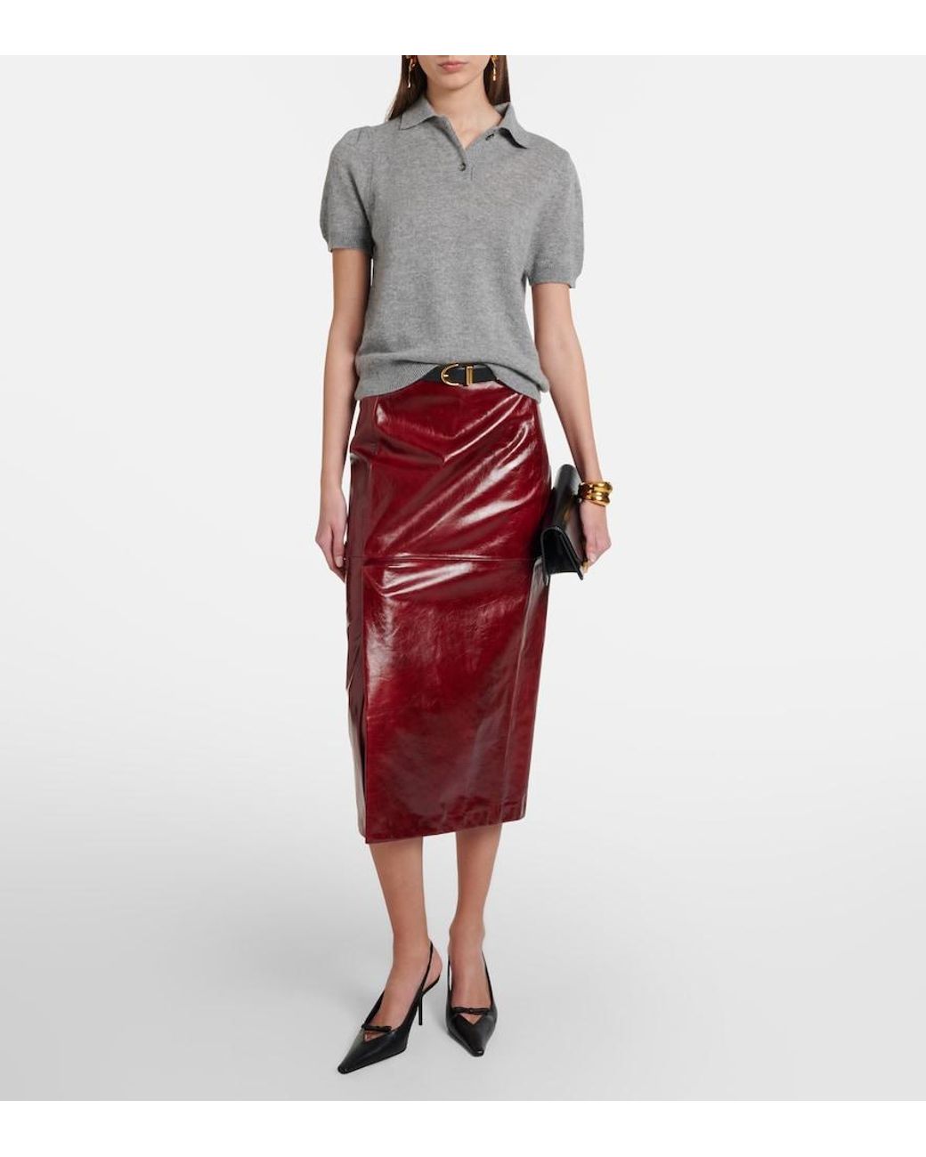 Jardin Des Orangers Gray Cashmere Polo Sweater