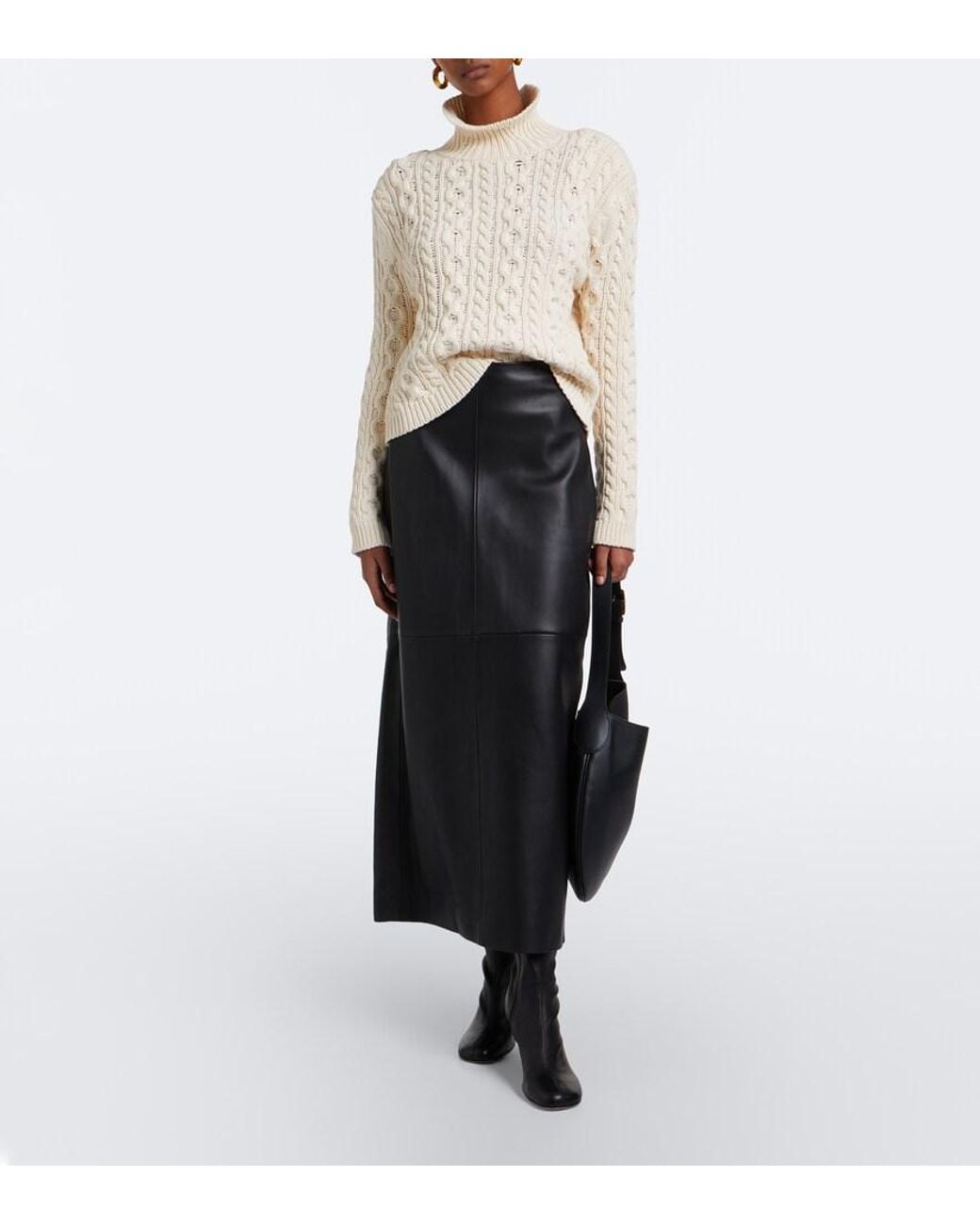 Rohe White Cable-Knit Cotton-Blend Turtleneck Sweater