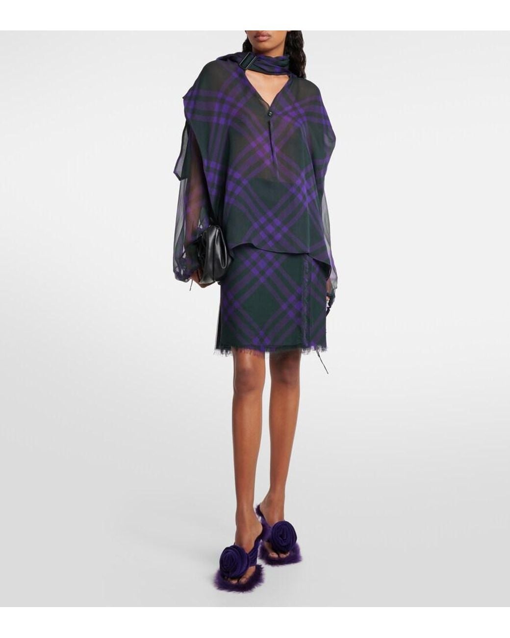 Burberry Blue Check Silk Shirt