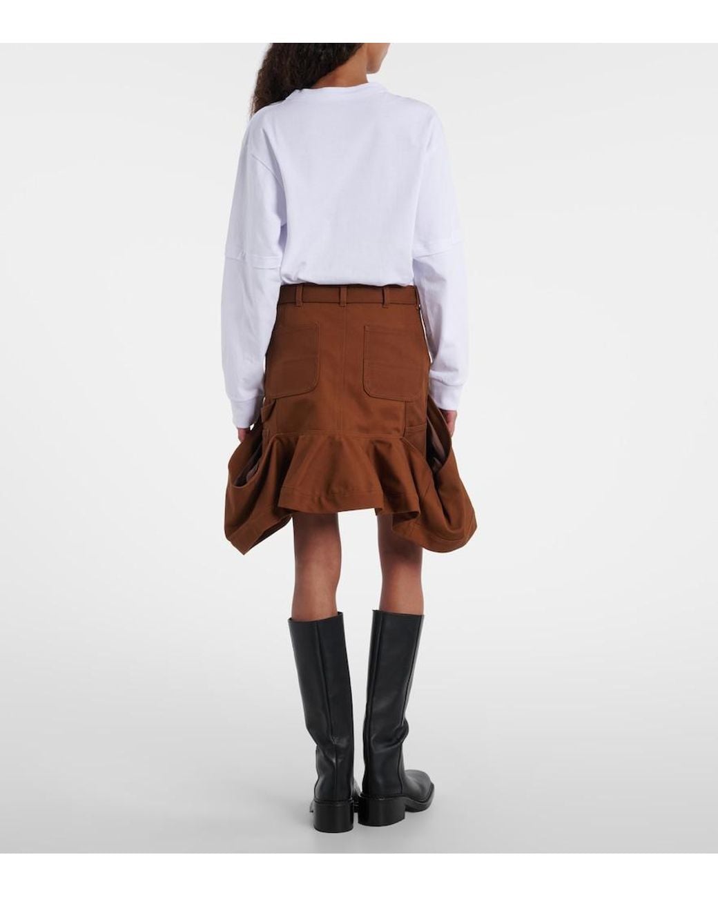 Sacai Brown X Carhartt Cotton Canvas Miniskirt