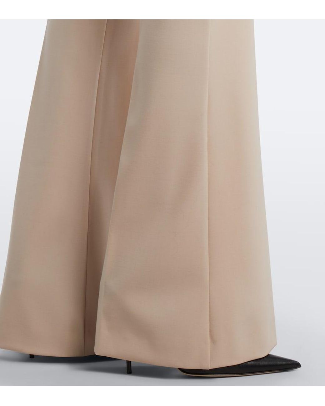 Sportmax Natural Wool-Blend Flared Pants