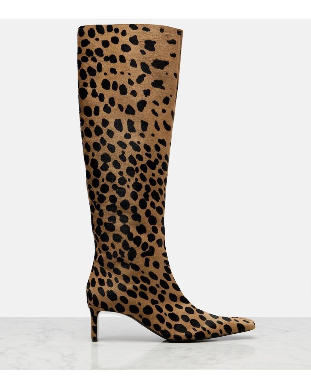 Khaite Brown Ona 55 Calf Hair Knee-High Boots