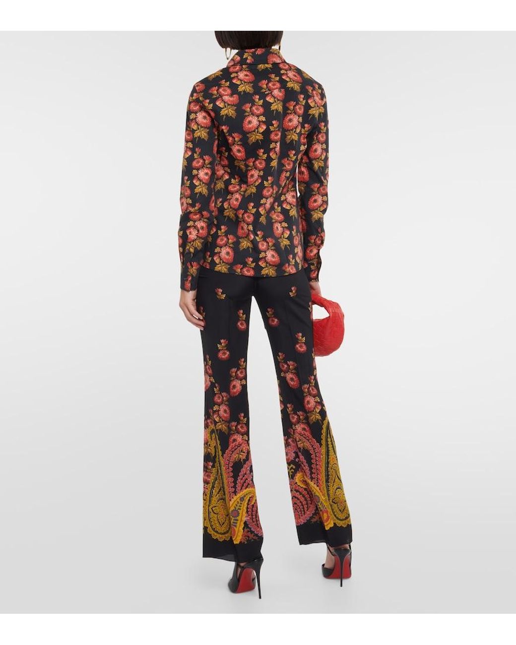 Etro Red Floral Cotton-Blend Shirt