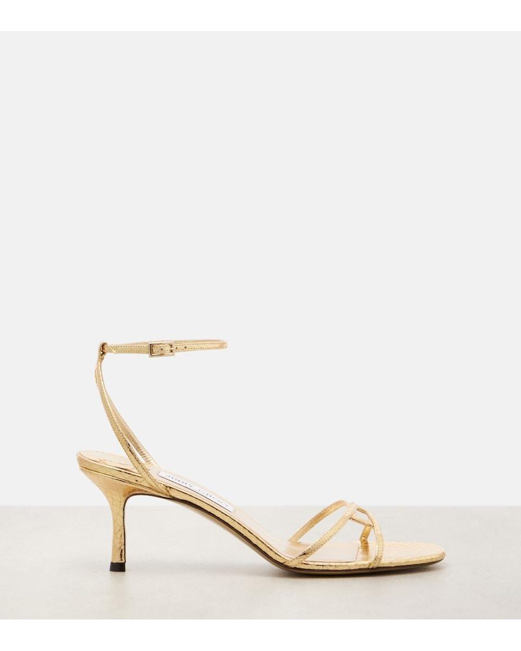 Jimmy Choo Natural 1998 Leo 65 Metallic Leather Sandals