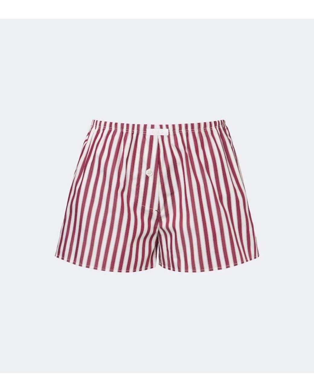 Eres Red House Striped Cotton Shorts
