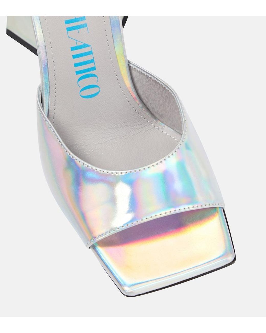The Attico Blue Devon Metallic Leather Mules