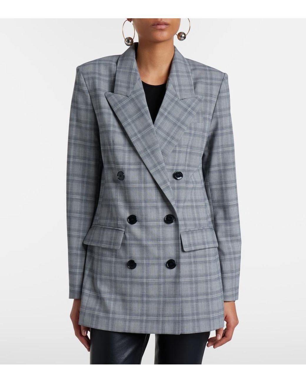 Isabel Marant Gray Jevima Prince Of Wales Check Wool-Blend Jacket