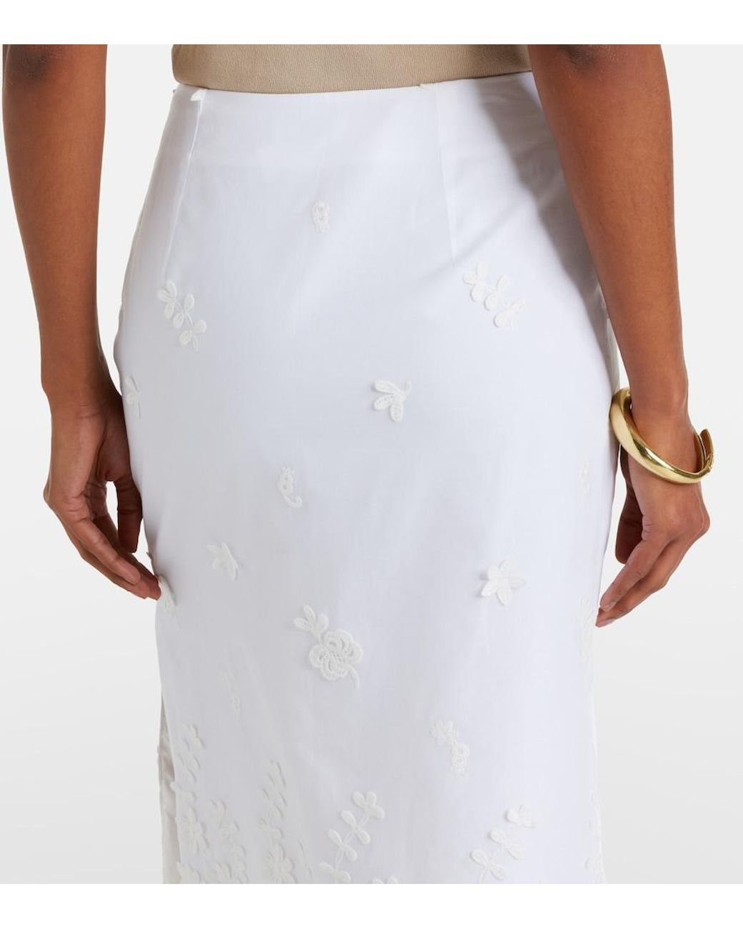 Altuzarra White Malik Embroidered Cotton Midi Skirt