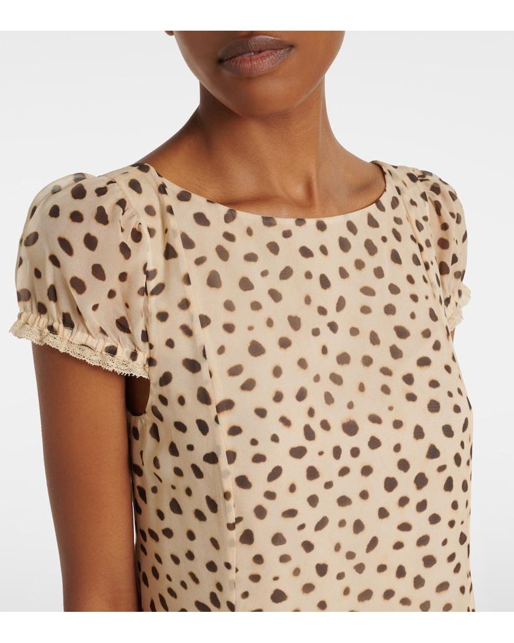 Posse Natural Priscilla Animal-Print Silk Minidress