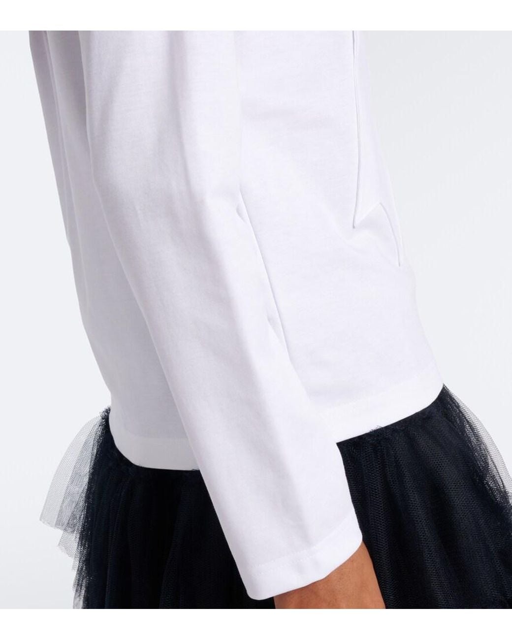 Noir Kei Ninomiya White Bow-Detail Cotton Jersey Top