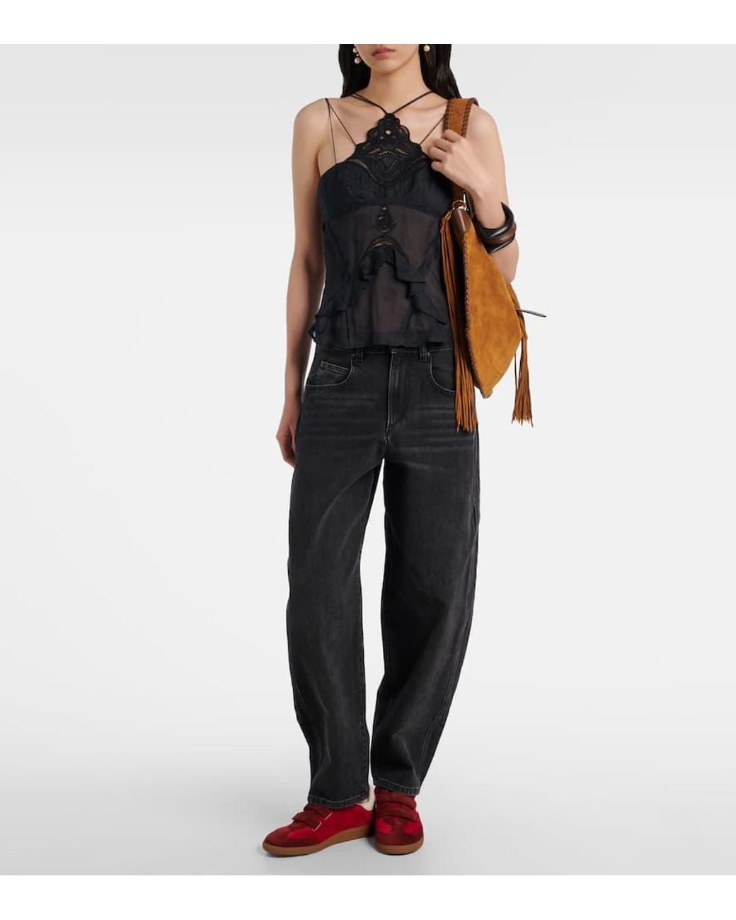 Isabel Marant Red Beth Logo Suede Sneakers