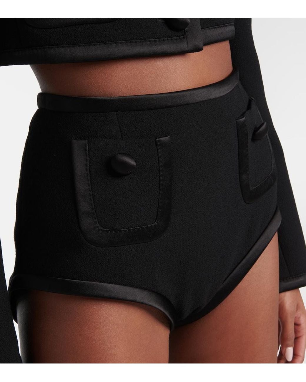 Dolce & Gabbana Black High-Rise Wool And Silk Shorts