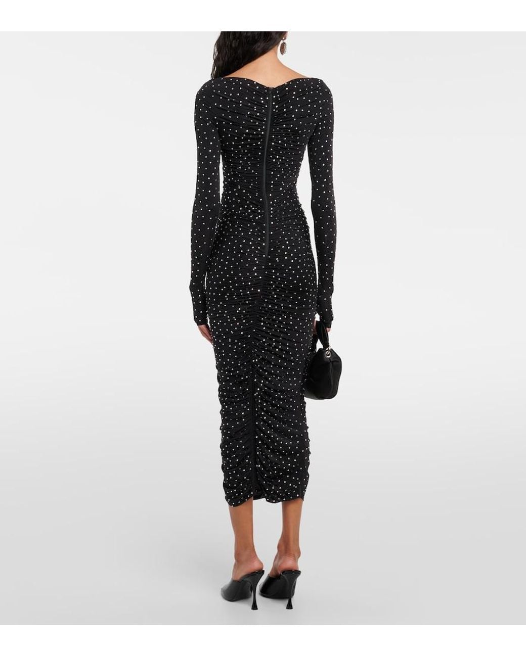 Alex Perry Black Crystal-Embellished Cutout Jersey Midi Dress