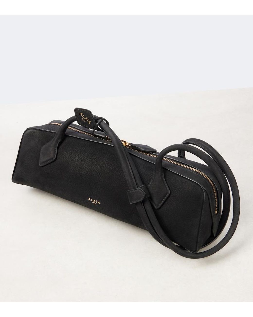 Alaïa Black Le Teckel Medium Suede Shoulder Bag