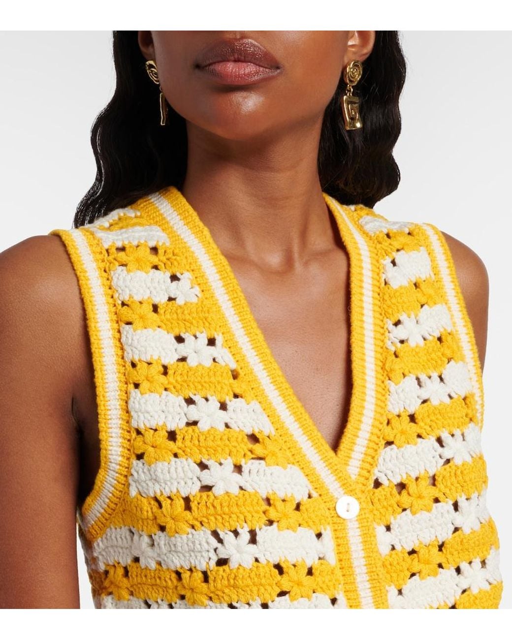 The Upside Yellow Goldie Watson Cotton Crochet Vest