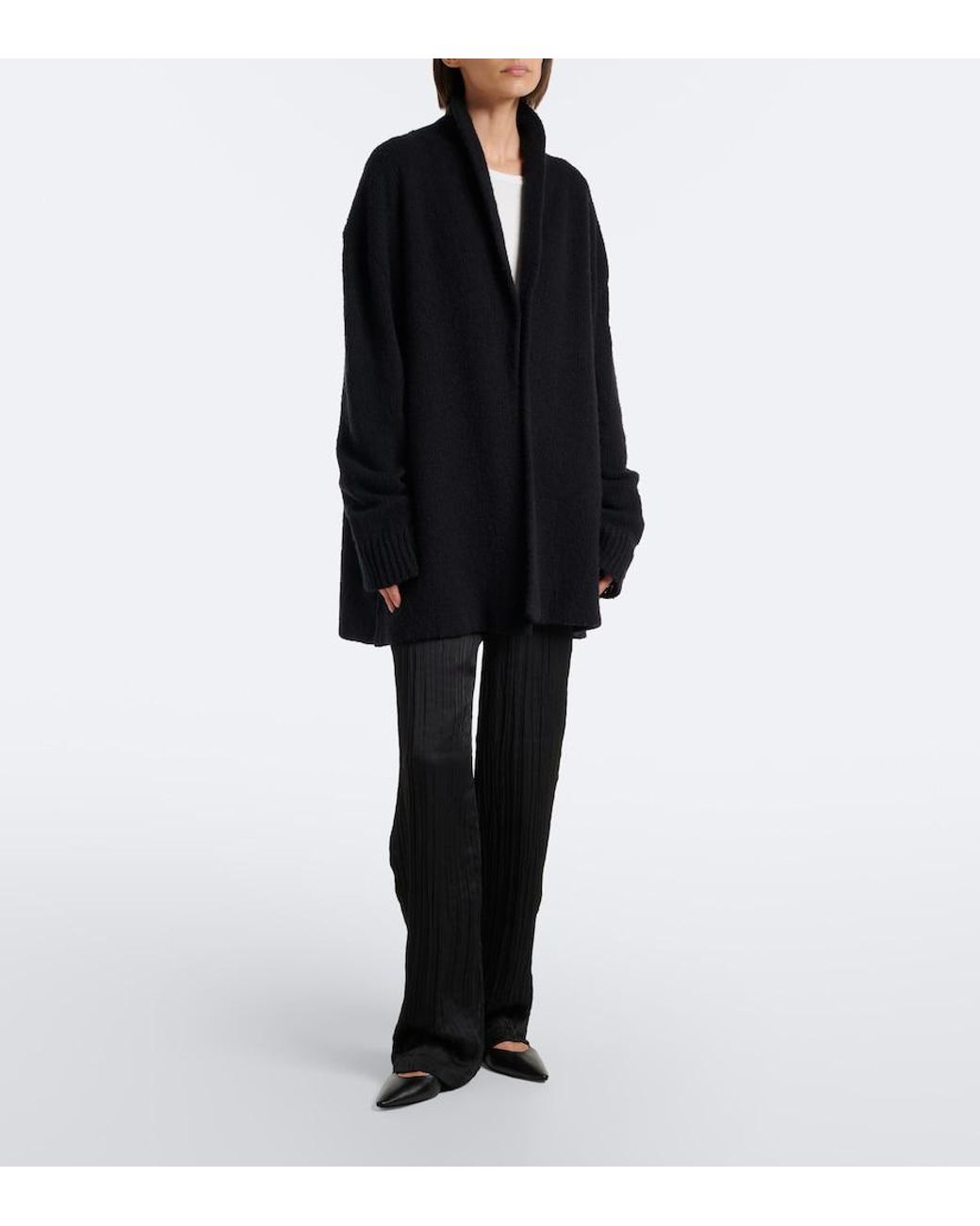 The Row Black Parry Cashmere, Wool, And Silk Cardigan