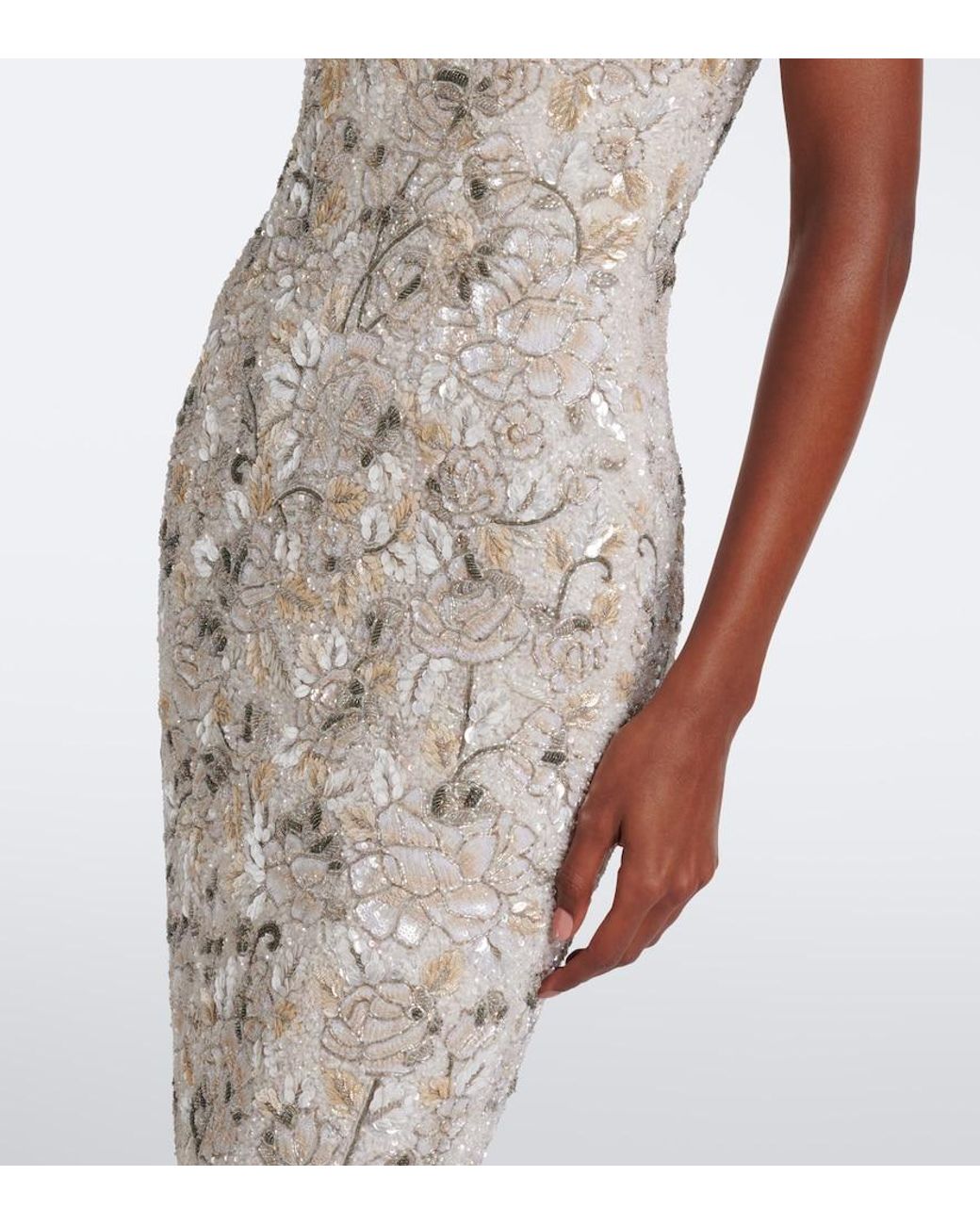 La Fuori Natural Icey Rose Embellished Floral Bustier Gown