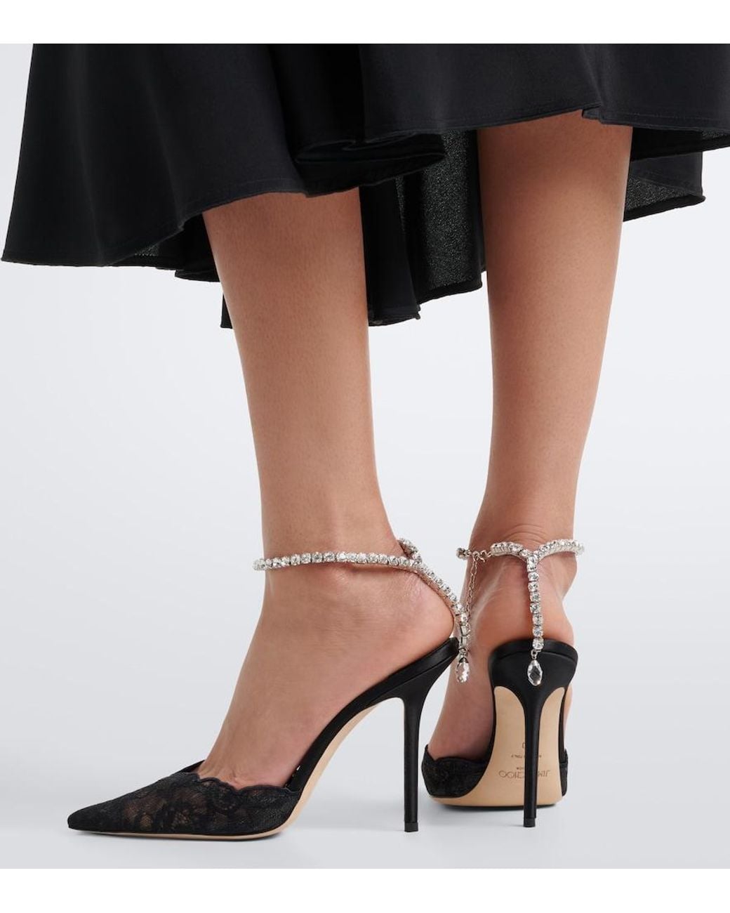 Jimmy Choo Blue Saeda Embellished Lace Pumps