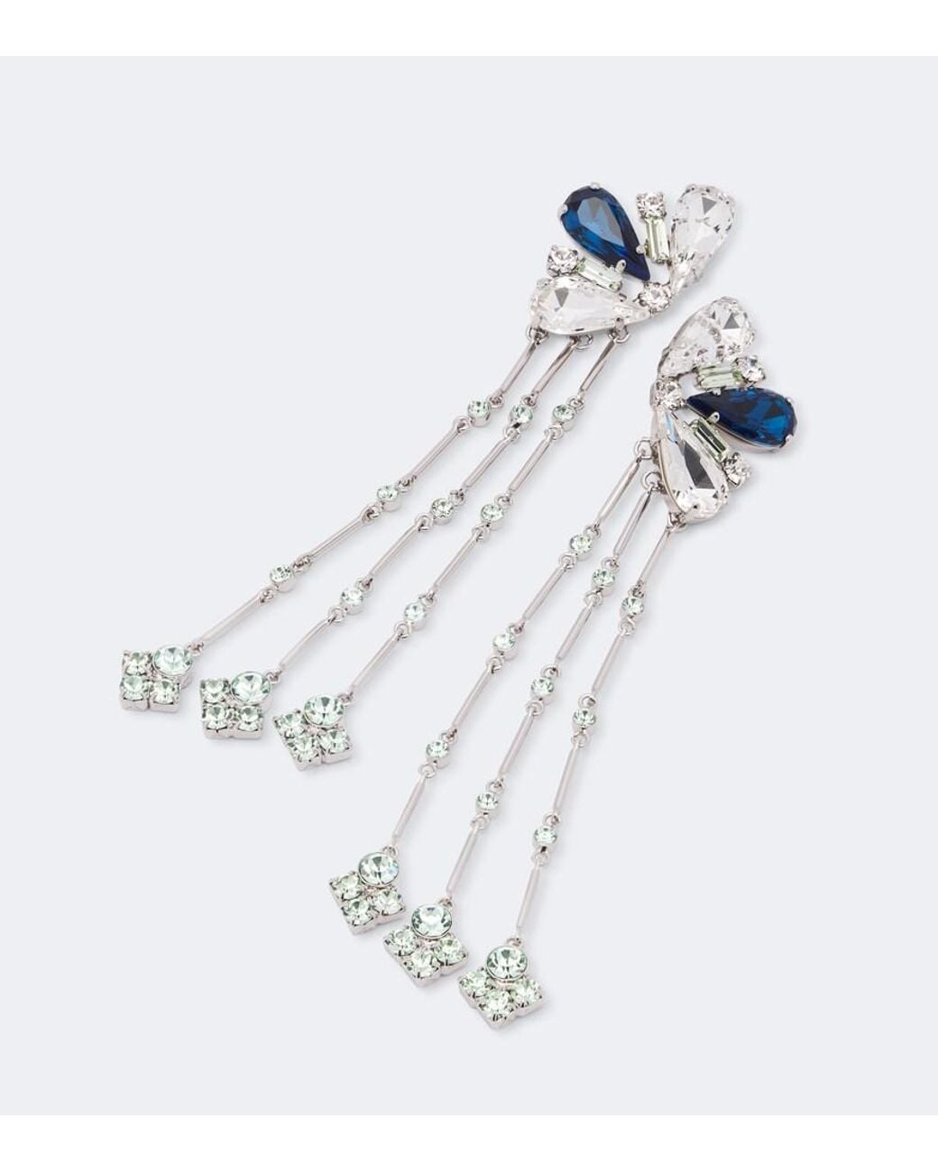 Rabanne White Crystal-Embellished Drop Earrings