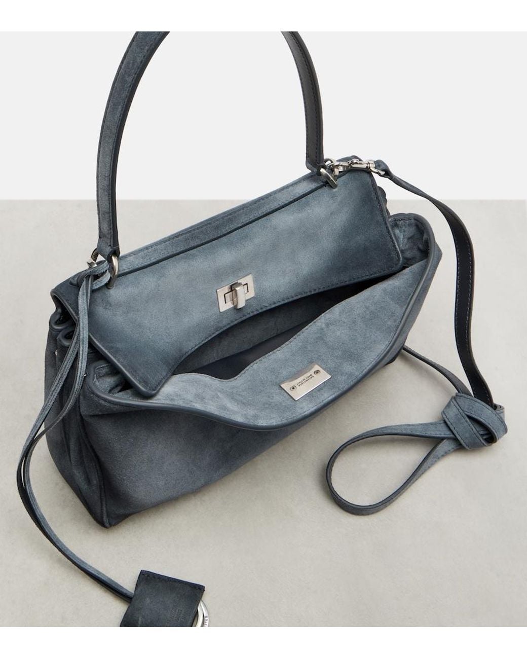 Balenciaga Blue Rodeo Small Suede Top-Handle Bag
