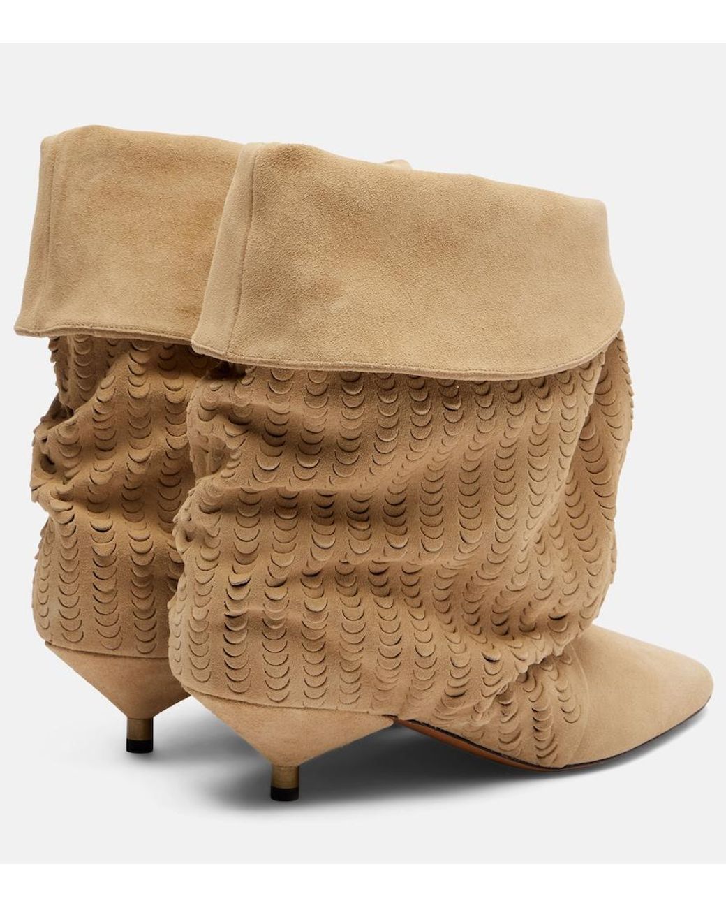 Isabel Marant Natural Edrik 45 Perforated Suede Ankle Boots