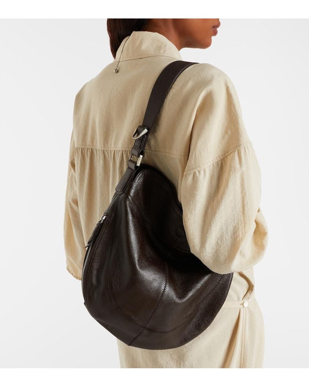Lemaire Black Quiver Clip Medium Leather Shoulder Bag