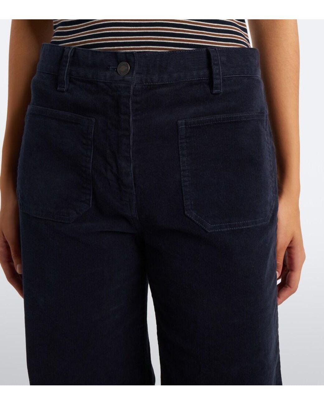 Nili Lotan Blue Florence Cotton-Blend Corduroy Wide-Leg Pants