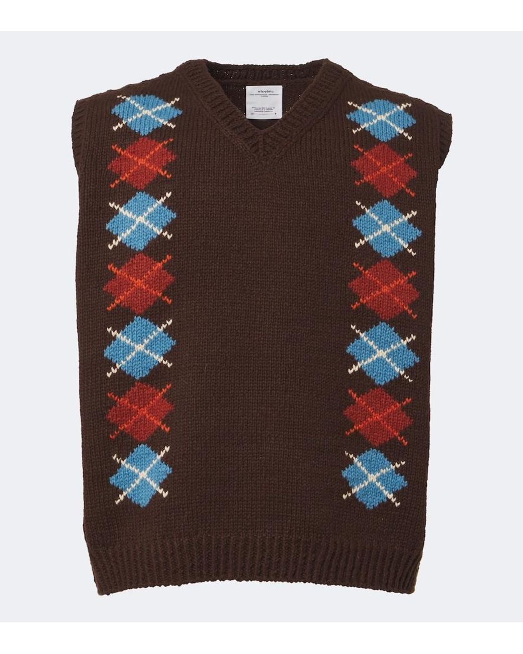 Visvim Brown Diamante Wool And Cashmere Sweater Vest for men