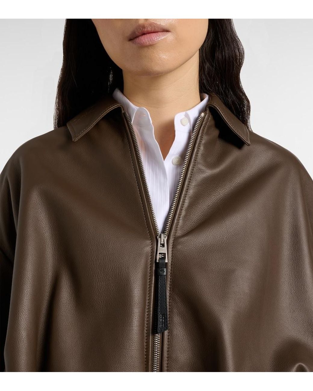 Loewe Brown Draped Leather Jacket
