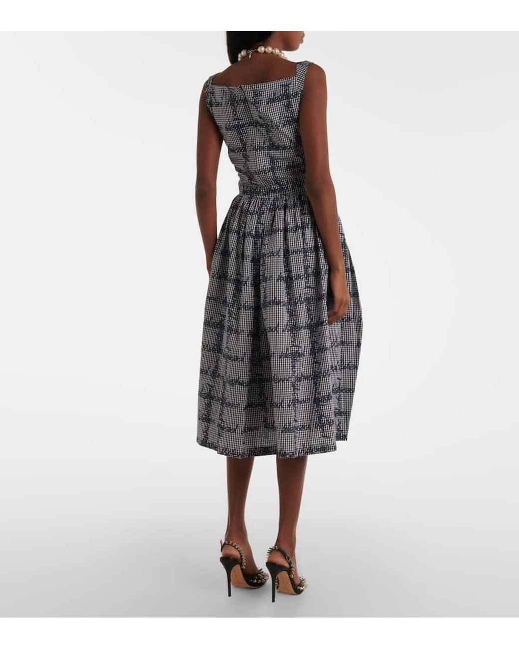 Vivienne Westwood Sunday Gingham Cotton Corset Midi Dress in Blue | Lyst