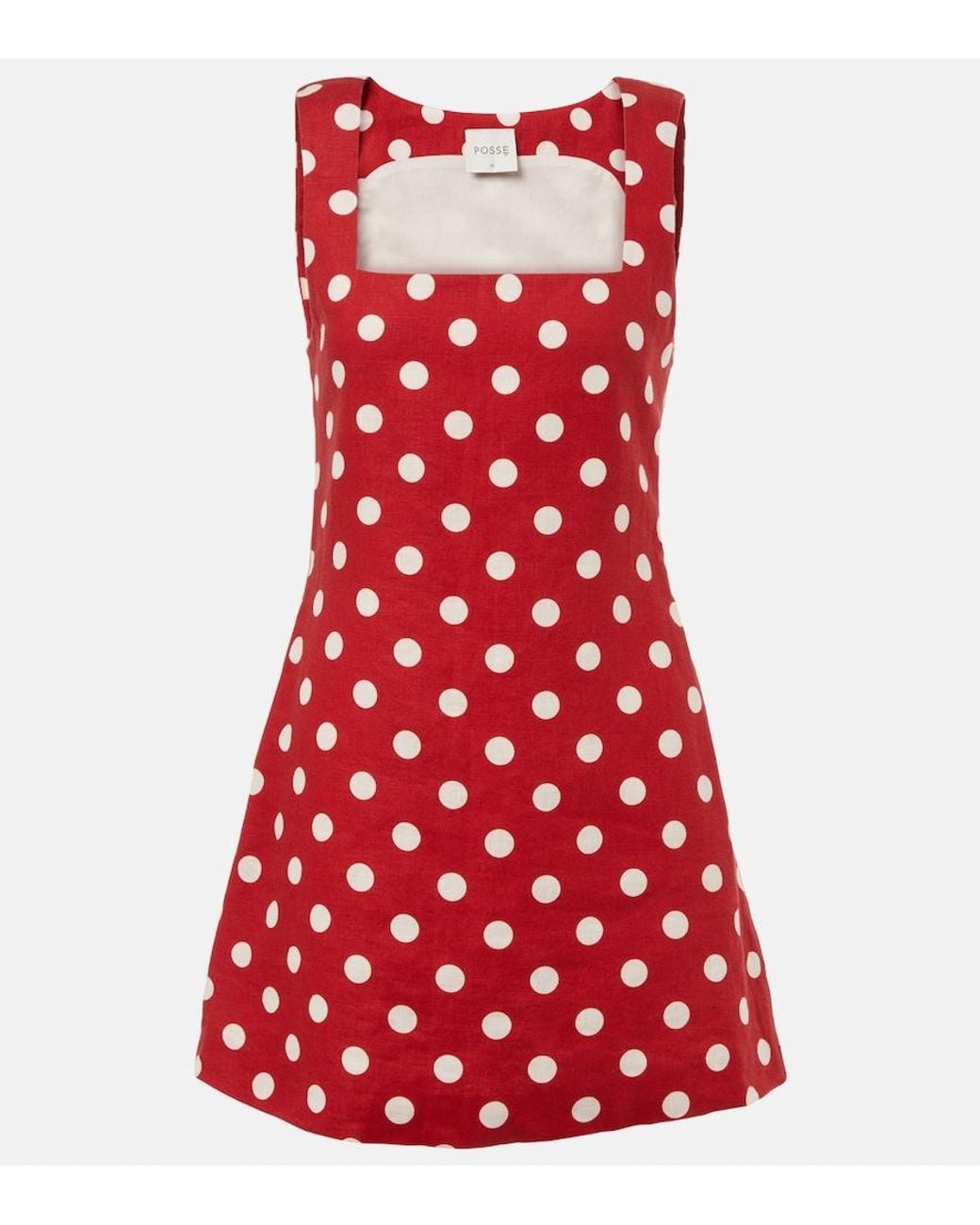 Posse Red Alice Polka-Dot Linen Minidress