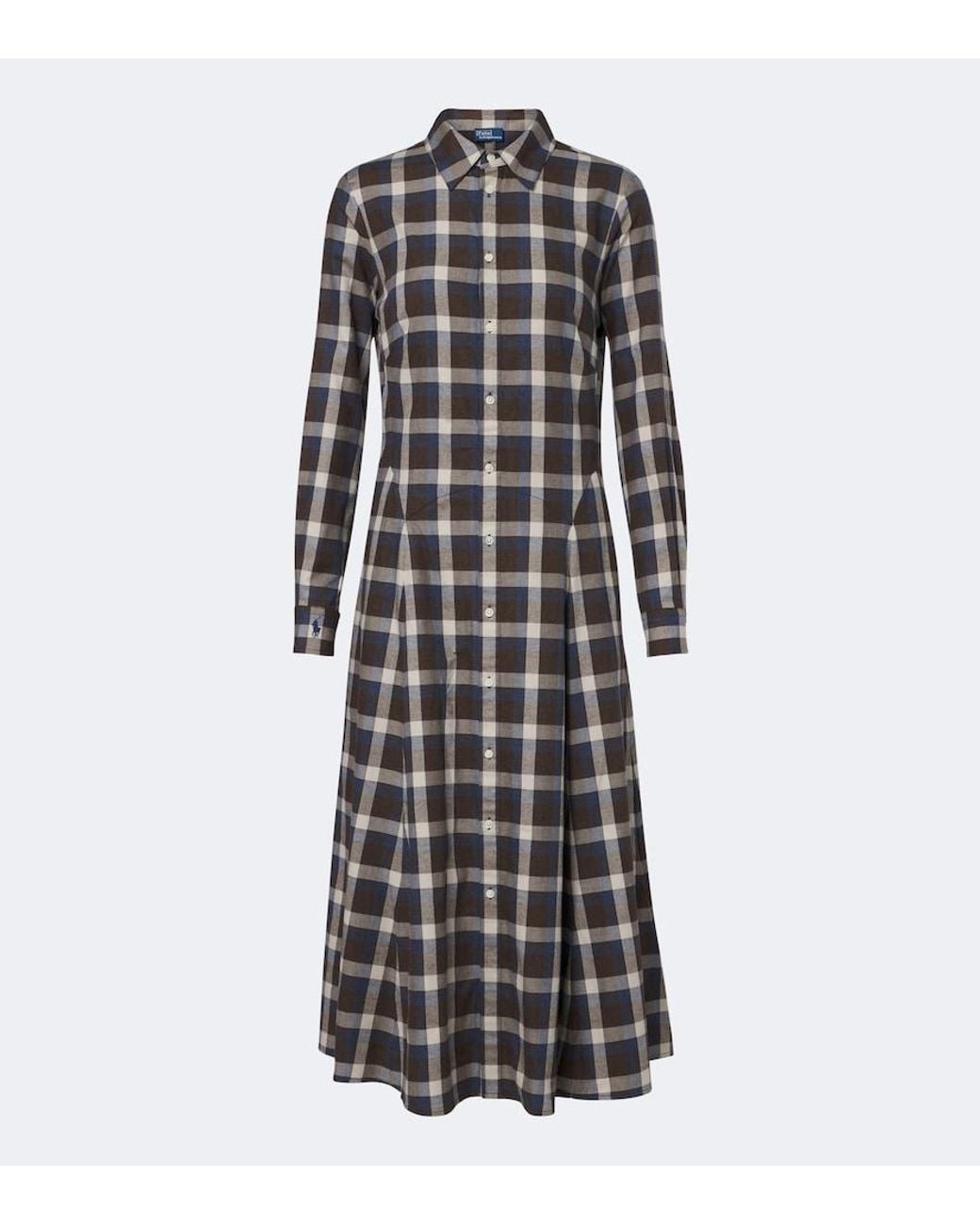 Polo Ralph Lauren Black Plaid Cotton Twill Shirt Dress