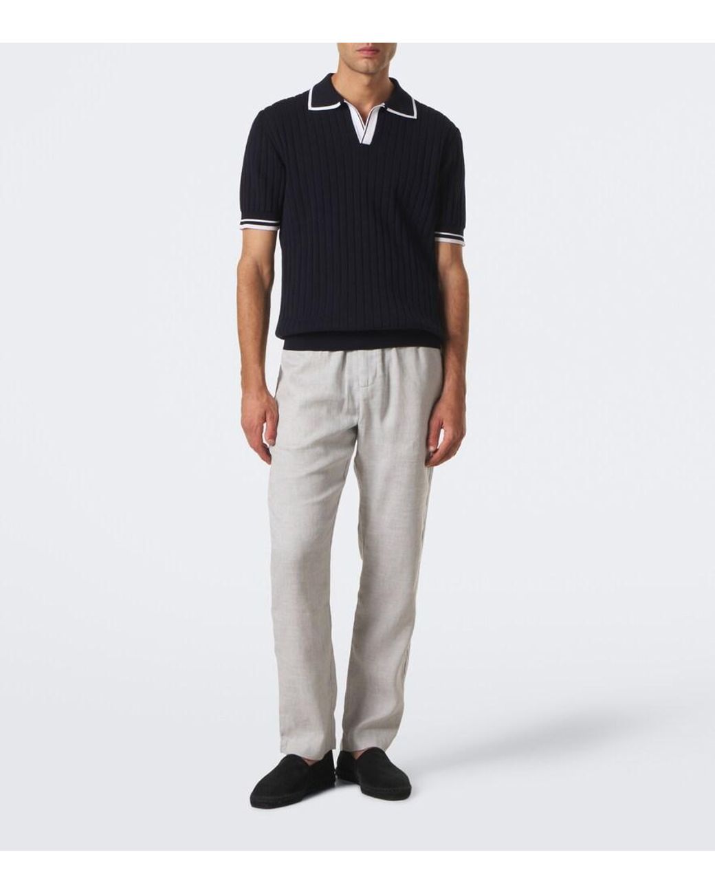 Frescobol Carioca Gray Oscar Linen And Cotton Straight Pants for men
