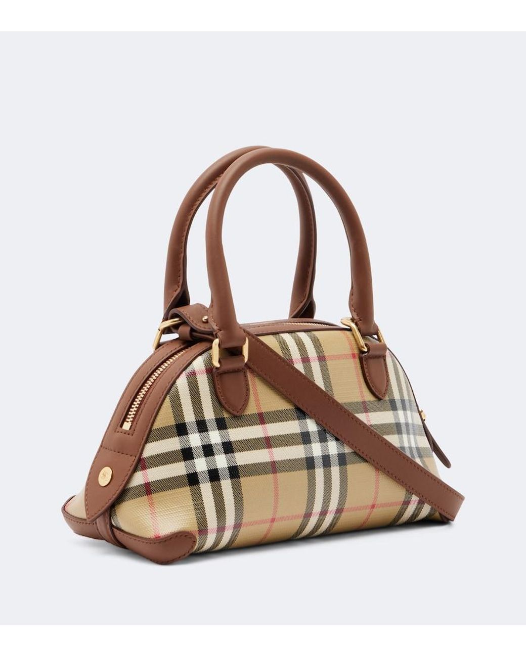 Burberry Brown Primrose Check Mini Top-Handle Bag