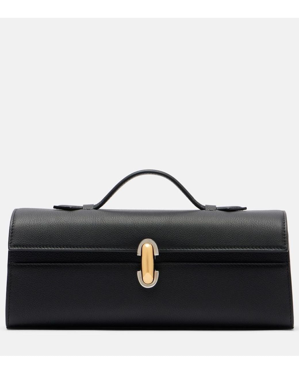 SAVETTE Black Symmetry Slim Leather Top-Handle Bag