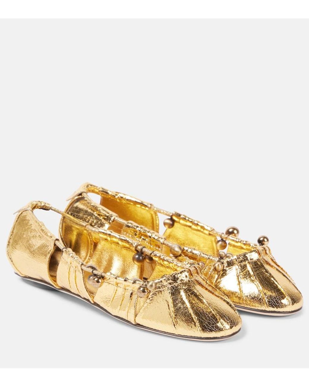 Chloé Luna Cutout Metallic Leather Ballet Flats