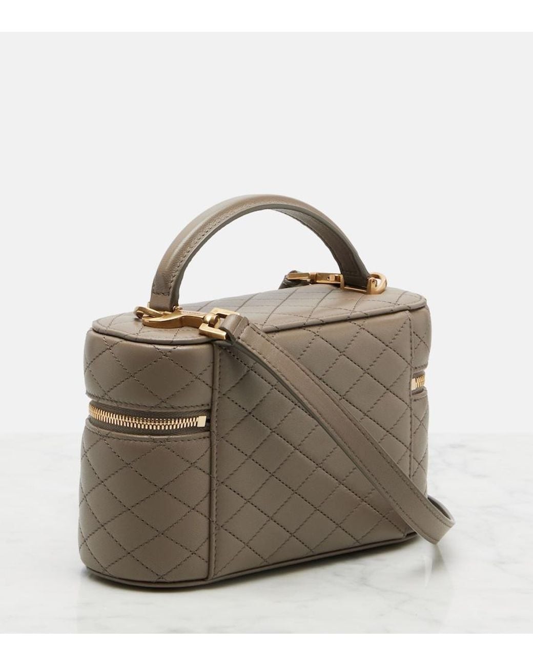 Saint Laurent White Gaby Quilted Leather Vanity Bag