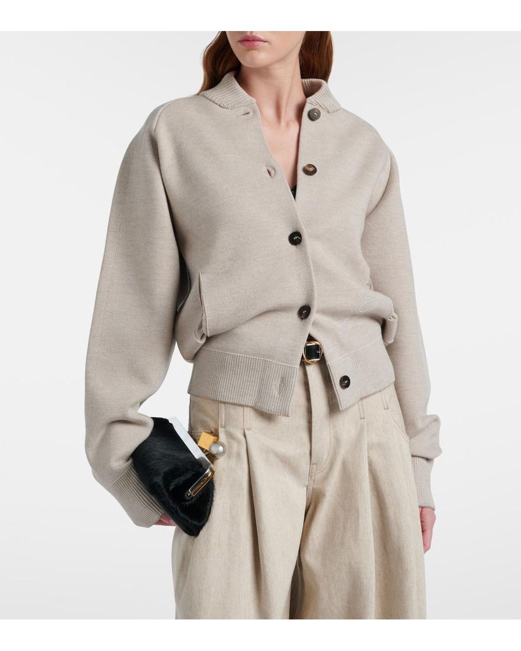 Jacquemus Natural Lavande Wool-Blend Cardigan
