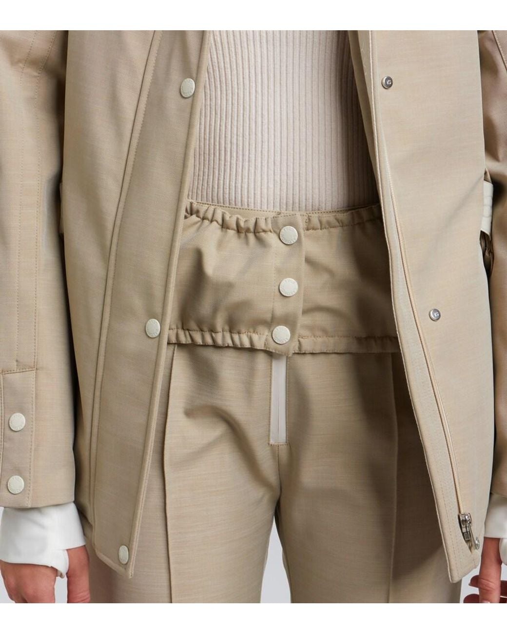 Yves Salomon Natural Belted Shearling-Trimmed Ski Jacket
