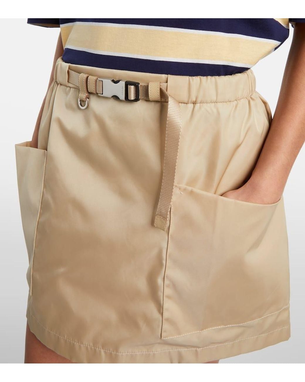 Minifalda De Re-Nylon Prada de color Natural