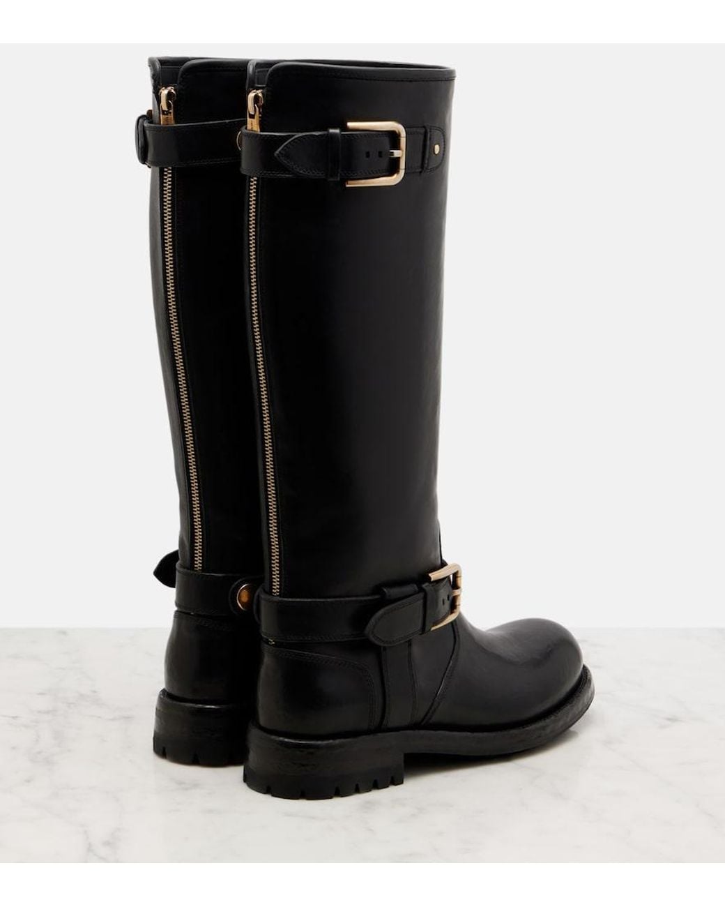 Dolce & Gabbana Black Leather Biker Boots