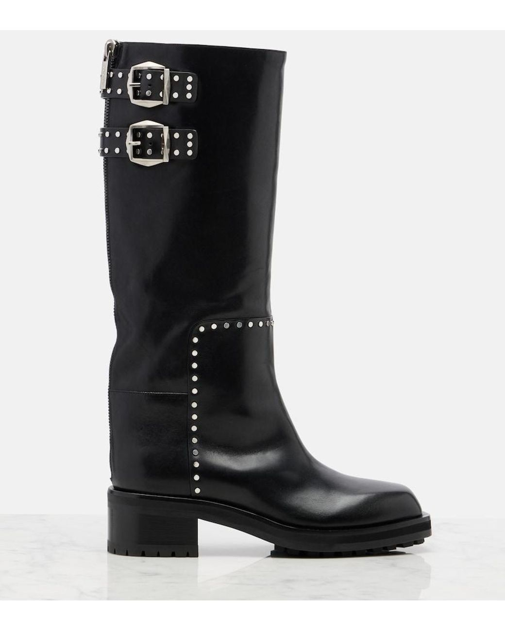 Jimmy Choo Black Brooklyn Leather Biker Boots