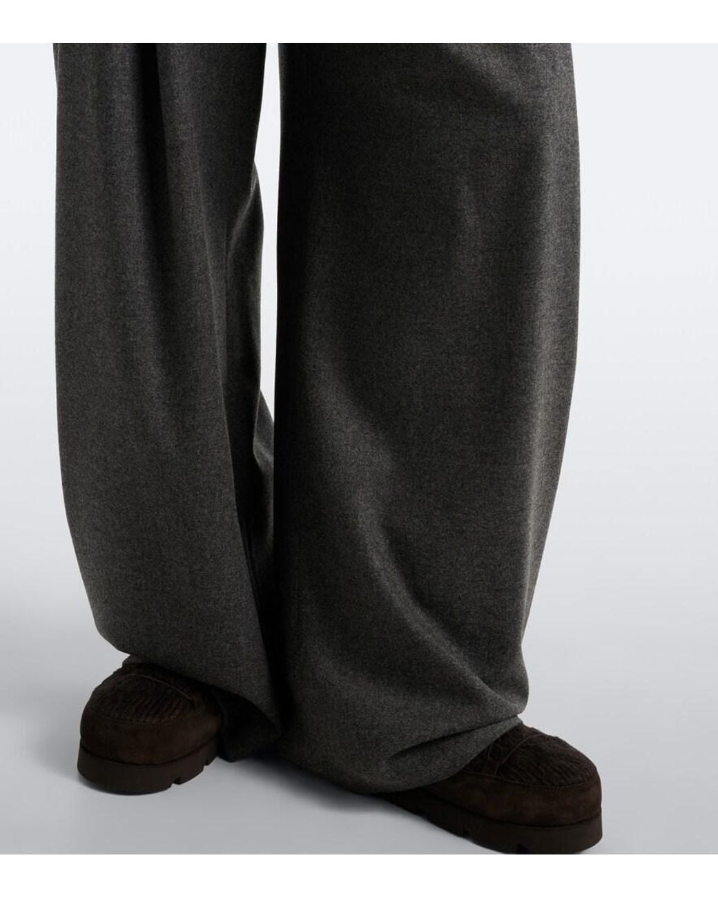 Brunello Cucinelli Gray Wool And Cashmere Wide-Leg Pants