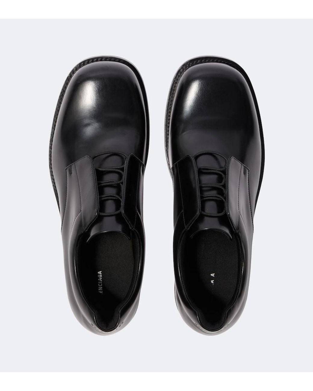 Balenciaga Black Brushed Leather Derby Shoes for men