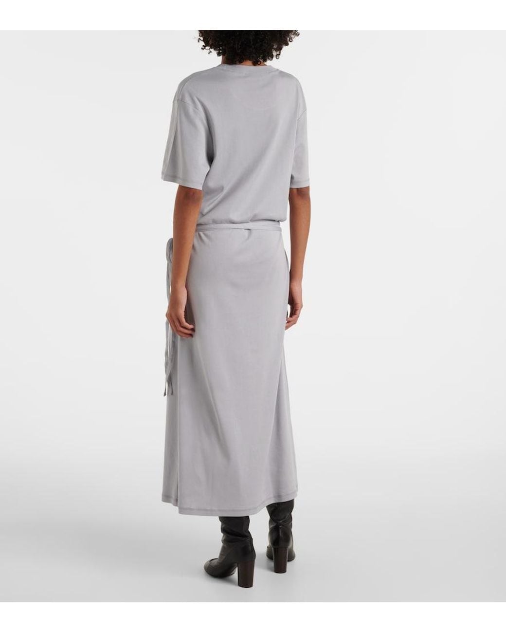 Vestido Midi De Algodon Con Cinturon Lemaire de color White