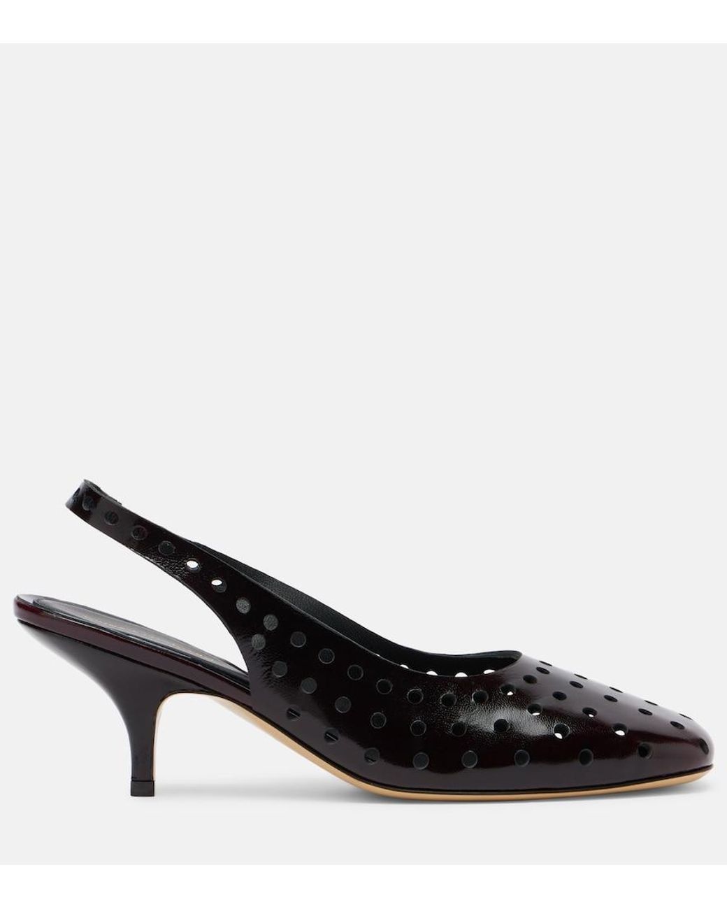 Dries Van Noten Black 65 Perforated Leather Slingback Pumps